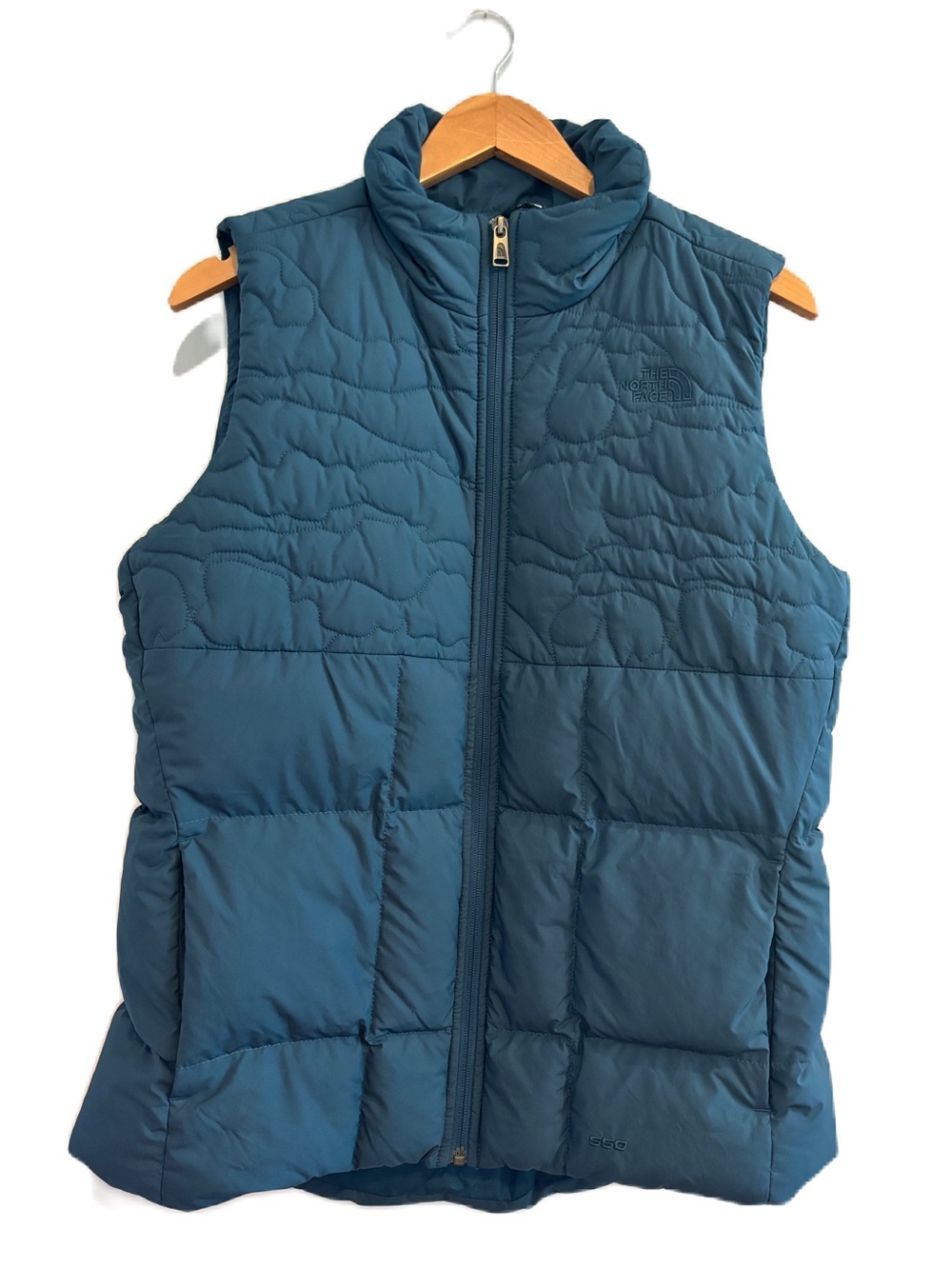 The North Face Women's Goose Down Filled Full Zip Teal Blue 550 Vest Size L
